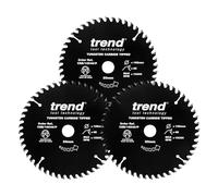 Trend CraftPro Hojas de Sierra Recubiertas de PTFE Antiadherente TCT, 165mm de Diámetro, Eje de 20mm, 48 Dientes, Espesor de Corte 2,2mm, Paquete de 3, CSB/165/3PKAP
