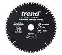 Trend Hoja sierra circular PTFE 250mm 60D 30mm 3mm corte TCT