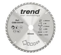 Trend CraftPro Combinación hoja de sierra circular TCT para sierra de mesa o ingletadora, 300 mm de diámetro x 48 dientes x 30 mm de diámetro interior, punta de carburo de tungsteno, CSB/30048