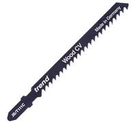 Trend Hojas de Sierra de Calar Profesional, Paquete de 5, 100mm x 3mm, CV Corte Ascendente, Perfecto para Materiales Blandos, Vástago Universal en T, JB/T111C