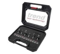 Trend Set Inicio Fresas Router 6 pzas 1/2" TCT Carburo Tungsteno | Incluye 6 fresas TCT con puntas de carburo de tungsteno; cortes precisos en maderas blandas y duras, con estuche