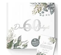 Trendanchor 60 libros de visitas de boda con diamantes para rellenar y pegar fotos, ideas de regalo para el 60 aniversario de boda para padres, 72 páginas en blanco sin preguntas