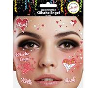 Trendandstylez Set de tatuajes faciales con purpurina, 30 diseños, tatuaje facial, dermatológicamente probado, carnaval, festival, Halloween, carnaval y fiesta (ángel de Colonia)