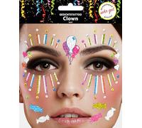 Trendandstylez Set de tatuajes faciales con purpurina, 30 diseños, tatuaje facial, dermatológicamente probado, carnaval, festival, Halloween, carnaval y fiestas (colorido)