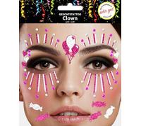 Trendandstylez Set de tatuajes faciales con purpurina, 30 diseños, tatuaje facial, dermatológicamente probado, carnaval, festival, Halloween, carnaval y fiestas (rosa lown)