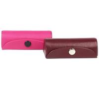 TrendBell Juego de 2 estuches de piel para pintalabios rosa y marrón con espejo, bolsa de cosméticos de viaje para pintalabios de mujer, brillo labial y bálsamo labial