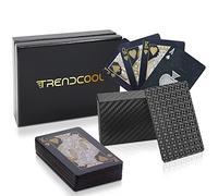 Trendcool Cartas Poker. Baraja Poker Juego de Mesa con Caja Madera. Baraja de Cartas Poker Impermeable. Baraja Poker Negras (Black+Box)