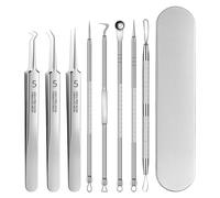 Trendecor Juego de 8 extractores de puntos negros, pinzas de acero inoxidable, eliminador de puntos negros, con acné, espinillas, pinzas para el cuidado facial de la nariz