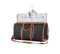 Trendfetchus - Bolsa de viaje plegable 2.0, convertible 2 en 1, de piel sintética resistente al agua, sin arrugas, para viajes de fin de semana en avión, Black, Viajes