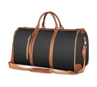Trendfetchus Foldable Travel Bag 2.0, Multifunctional 2 in 1 Convertible Large PU Leather Waterproof Capacity Garment Duffle Bag, Lightweight Foldable Large Travel Bags (Black)
