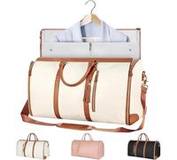 Trendfetchus Foldable Travel Bag 2.0, Water-Resistant Convertible Design, Wrinkle-Free Compartments for Suits & Shoes, Spacious 10-Day Gear Hold, Shoulder Strap Included (Beige)