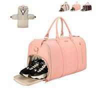 Trendfetchus Foldable Travel Bag 2.0 with Wheels, 2-in-1 Convertible Carry On Large Capacity, Detachable Strap & Shoe Pouch for Men Woman, Air Travel Business Weekender Garment Storage (Pink)