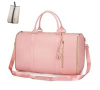 Trendfetchus Foldable Travel Bag 2.0 with Wheels, Expandable 60L PU Leather Carry-On, Water-Resistant & Trolley-Sleeve Compatible for Wrinkle-Free Trips (Pink,Ordinary Type)