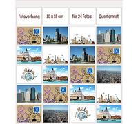 trendfinding® cortina de fotos formato 70x76 cm marco de fotos transparente formato apaisado 10x15cm (24 fotos formato apaisado 10x15)