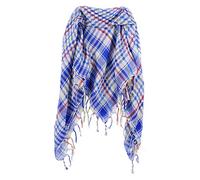 trendfinding Paño a cuadros multicolor con flecos paño palestino, azul claro, 100cm x 100cm