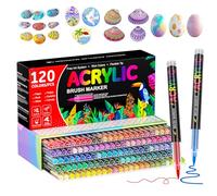 TrendGate 120 Colores Rotuladores Acrilicos Permanentes, Rotuladores de Pintura Acrílica Pincel para Pintar Piedras, Tela, Cerámica, Vidrio, Madera, Metal