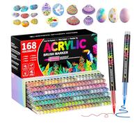 TrendGate 168 Colores Rotuladores Acrilicos Permanentes, Rotuladores de Pintura Acrílica Pincel para Pintar Piedras, Tela, Cerámica, Vidrio, Madera, Metal