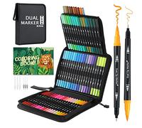 TrendGate Rotuladores Lettering 72 Colores, Doble Punta Brush Pen Kit para Niñas Con Libro Colorear, Punta Pincel Fina para Niños Adultos Caligrafía, Dibujo