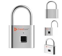 TrendGeek Candado De Huella Dactilar de Seguridad Inteligente Sin Ilave Cerradura De gimnasio De Huella Dactilar Antirrobo Candado Portátil Recargable por USB Para La Puerta TG-131