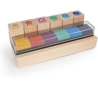 TRENDHAUS 955715 - Set de Sellos en inglés, 6 Sellos para Profesores con tampones de Tinta de Colores, Sellos de Madera para niños, Profesores y educadores