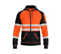 trending babz Mens Hi Viz Vis Reflective Zipper Patched Fleece 3 Zip Up Pockets Sweatshirt Work Wear Hoodie Top Jacket