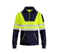 Trending babz Mens New Hi Vis Safety Work Yellow Orange Pullover Hoodie High Viz Reflective Tape Hoodie High Visibility Sweatshirt Multi Zipped Pockets Top
