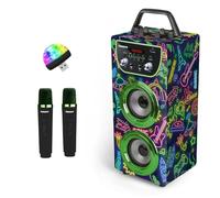 Trendix - Karaoke 2 Microfonos Inalambricos Neon World | Karaoke Infantil | Altavoz Karaoke | Karaokes Niña Y Karaokes Niños | Altavoz Bluetooth con Microfono Y Radio FM | Regalos Comunion Niña