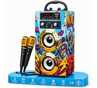 Trendix - Karaoke Infantil Golden Star | Regalos Comunion Niño | Altavoz con Microfono, Bluetooth, Radio FM, USB, SD | Karaoke 2 Microfonos Infantil | Karaokes para Niños Y Niñas