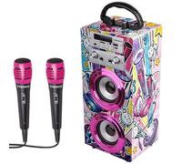 Trendix - Karaoke Infantil Party Edition | Regalos Comunion Niña | Altavoz con Microfono | Karaoke 2 Microfonos Radio FM, USB, Bluetooth Y SD | Karaokes Niña |