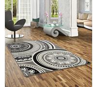 Trendline - Alfombra Moderna - Patrón Mandala - Blanco Negro - 5 tamaños