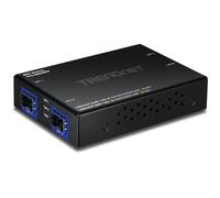 TRENDnet Conmutador Gigabit de 4 Puertos con Puertos SFP, TFC-G22SFP, 2 Puertos RJ45 de 1 Gbps, 2 Puertos SFP de 1 Gbps, Capacidad de conmutación de 8 Gbps, Cumple con NDAA y TAA