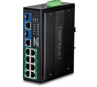TRENDnet Conmutador Industrial Gigabit 400W PoE++ DIN-Rail de 10 Puertos, TI-BG108, 8 Puertos Gigabit PoE++, 2 Puertos Gigabit compartidos (RJ-45 / SFP), 20 Gbps, 400 W, protección de por Vida