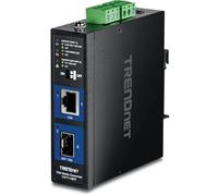 TRENDnet Convertidor Industrial de Medios 10G SFP+, TI-F711SFP, Temperatura Extrema IP50, Divisor Ethernet, Carril DIN y Soportes de Pared incluidos, Compatible con NDAA TAA para Uso gubernamental