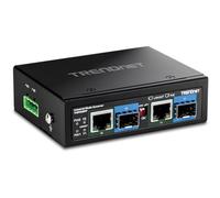 TRENDnet Convertidor Industrial SFP a Gigabit PoE++ de 2 Puertos, TI-BF22SFP, Carcasa de Metal IP30, Fuente de alimentación (Modelo TI-S15052) se Vende por Separado, Negro