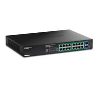 TRENDnet Gigabit EdgeSmart PoE+ Switch de 18 puertos, TPE TG182ES, 240W PoE de presupuesto de energía, 16 puertos Gigabit PoE+, 2 puertos Gigabit SFP, conmutador Ethernet de red gestionado, protección