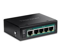 TRENDnet Interruptor de riel DIN Industrial Gigabit PoE++ de 5 Puertos con Paso PoE, TI-B541, Divisor Ethernet, presupuesto de energía de 65 W, Cumple con NDAA y TAA, protección de por Vida, Negro