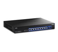 TRENDnet Interruptor no administrado de 10 puertos 10G, TEG-S7102, 8 puertos RJ-45 de 10G, 2 puertos SFP+ de 10G, capacidad de conmutación de 200 Gbps, diseño de montaje en rack, protección de por