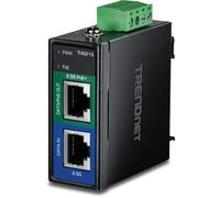 TRENDnet Inyector industrial PoE+ de 2.5 G, TI-IG215, 1 puerto PoE+ de 2.5 Gigabit (datos + salida PoE), 1 puerto Gigabit de 2.5 (entrada de datos), soporta PoE (15.4 W), PoE+ (30 W), cumple con NDAA