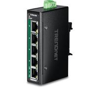 TRENDnet Mini interruptor industrial Fast Ethernet PoE+ de riel DIN, TI-PELC50, compatible con NDAA + TAA, 4 puertos PoE+ de 10/100 Mbps, 1 puerto de 10/100 Mbps, presupuesto de energía PoE+ de 90 W