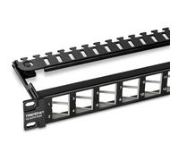 TRENDnet, TC-KP24SA, Panel de conexión Keystone de 24 Puertos con Conector en ángulo 1U, STP, Cat6A, Cat5, Cat5e, Cat6, diseño de Montaje en Rack de 19", Negro