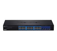 TRENDnet, TEG-30284, Conmutador Web Inteligente de 28 Puertos, 24 Puertos Gigabit, 4 Ranuras SFP+ de 10 G, Enlaces ascendentes de Red de Alta Velocidad, Montaje en Rack 1U, Negro