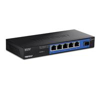 TRENDnet, TEG-S51SFP, Switch Gigabit de 5 Puertos con Ranura SFP, diseño sin Ventilador, Montaje en Pared, Negro