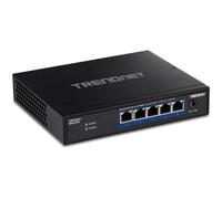 TRENDnet, TEG-S750, Conmutador de 5 Puertos 10G, 5 Puertos 10G RJ-45, Capacidad de conmutación de 100 Gbps, admite Conexiones 2.5G y 5G-Base-T, Negro
