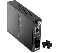 TRENDnet, TFC-1000MSC, Convertidor de fibra SC multimodo 1000Base-T a 1000Base-SX inteligente, hasta 550 m (1800 pies), convertidor de fibra a Ethernet, capacidad de conmutación de 2 Gbps, negro