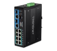 TRENDnet TI-BG104 Switch Industrial con Montaje en Carril DIN, 10 Puertos Gigabit PoE++ (4 puertos), No Administrado, Negro, 20 Gbit/s, IP30