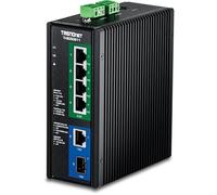 TRENDnet, TI-BG50611, Switch DIN-Rail Industrial PoE++ de 2,5 G y 6 Puertos con Puertos 10 G, Multi-Gigabit, 4 Puertos PoE++ de 2,5 G, 1 Puerto RJ-45 10 G, 1 Puerto SFP+ 10 G