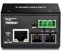 TRENDnet, TI-F10SC, Convertidor de Fibra SC multimodo 100Base-FX Industrial Reforzado (2 km, 1,2 Millas), Carcasa con clasificación IP40, Negro