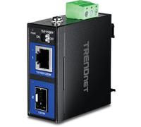 TRENDnet, TI-F11SFP, Convertidor de Medios Industrial de 100/1000Base-T a SFP, Incluye Hardware para Montaje en Pared y riel DIN, Fibra multimodo o monomodo