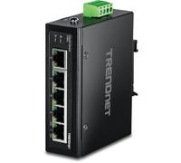 Trendnet, TI-G50, Switch DIN-Rail Industrial Ethernet Gigabit de 5 Puertos, Capacidad de conmutación de 10 Gbps, clasificación IP30 (-40 °C a 167 °F), Incluye Soportes para Montaje en Pared