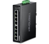 TRENDnet, TI-G80, Switch DIN-Rail Industrial Ethernet Gigabit de 8 Puertos, Divisor Ethernet de 16 Gbps, clasificación IP30, Negro